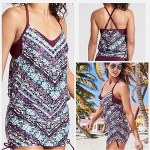 Athleta 34 B/C Marrakesh Side Scrunch Tankini Top in Wild Bloom Print TOP ONLY